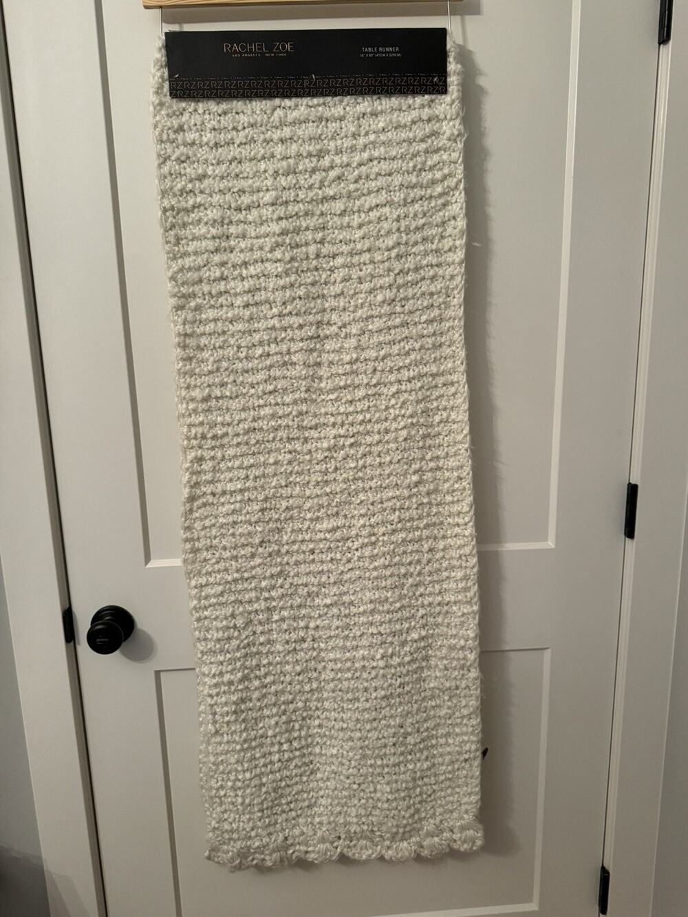 Rachel Zoe Cream Table Runner 16” X 90” Scalloped Ends NWT